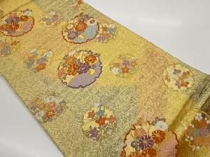 雪輪に花々・流水模様織出し袋帯